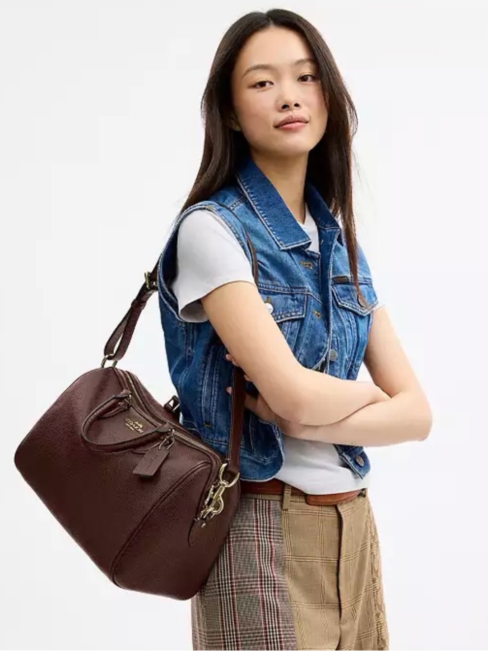 Coach Rowan Large Satchel Bag Gold/Maple - Picture 2 of 2